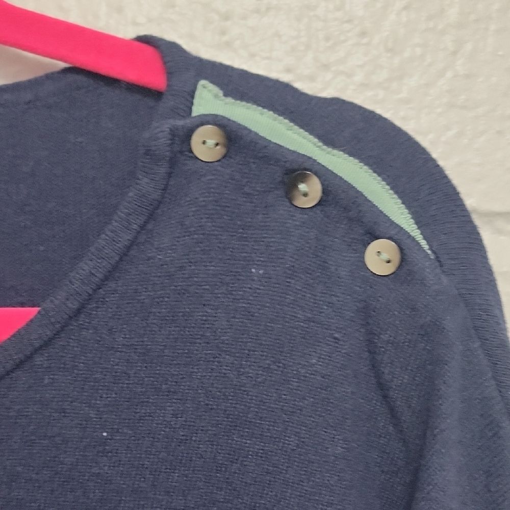 Boden Navy Knit Top Button Shoulder 3/4 Sleeve Sweater - Picture 4 of 13